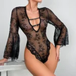 MIRABELLE Kinky Bodysuit Fantasy Trumpet Sleeve Fetish Sexy Hot Lingerie Body Naked Erotic Costume Sissy See-Through Tights – Bild 4