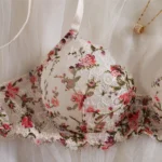 Damen Blumenstickerei Spitzen Unterwäsche Set 2-tlg transparent BH Slip – Bild 4