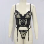 Erotische Dessous Spitzen-BH mit String transparent Damen-Lingerie floral – Bild 5