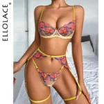 Ellolace Sexy Female Lingerie Hot Erotic Lingerie For Full Floral Beautiful Underwear Luxury Intimate Sexy Female Complete