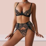 Lace Sexy Lingerie Set Attractive Chest Suspenders Ensemble Lingeries Femmes Delicate Sexy Embroidered See Through Underwear – Bild 3