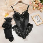 Shiny Sexy Female Lingerie Porno Backless Lace Splicing Bodysuit Seductive Dancer Party Clubwear Woman Clothing – Bild 6