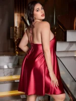 Nachthemd V-Ausschnitt Übergröße Damen Schlafkleid Nachtwäsche Homewear Lounge – Bild 4